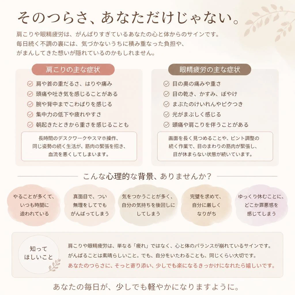 肩こり・眼精疲労を抱えるあなたへ