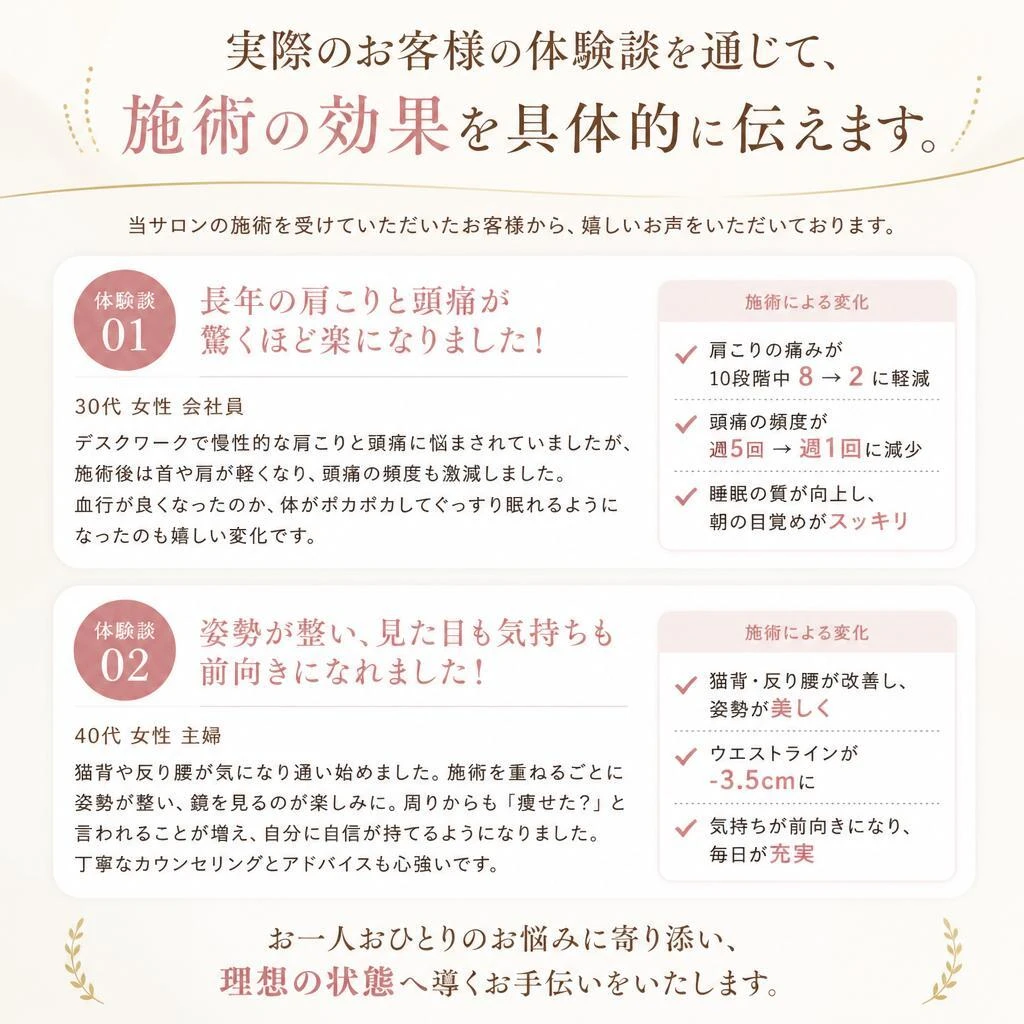 お客様の体験談！健康と美の変化