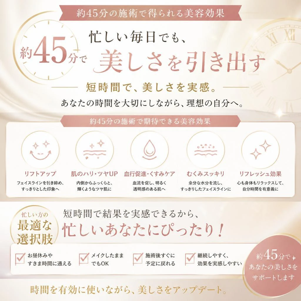 5. わずか45分！効果的な施術時間