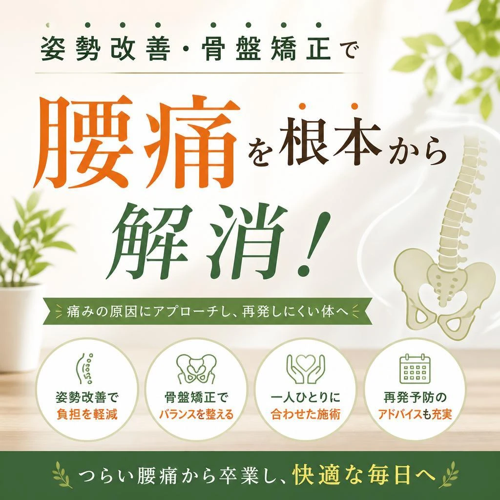 姿勢改善・骨盤矯正で腰痛を根本から解消！