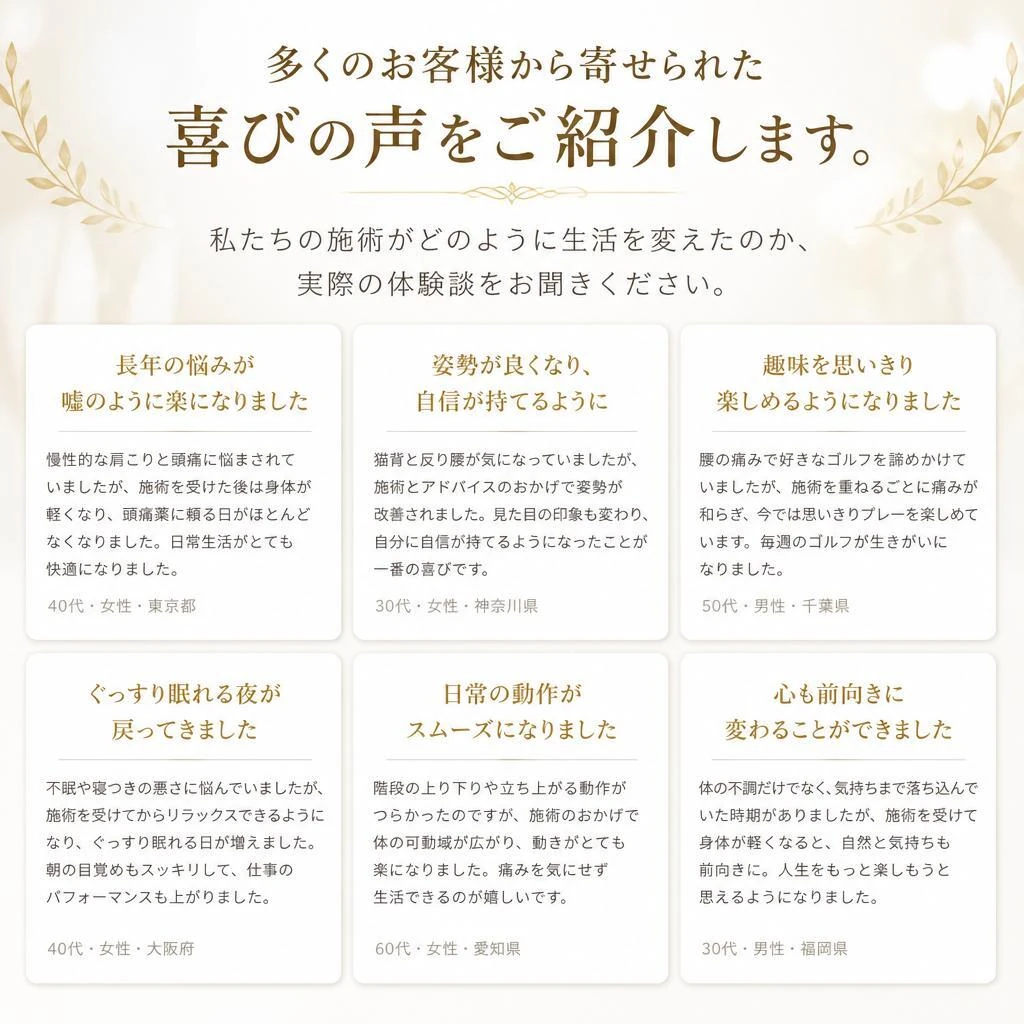 お客様の声：信頼の鍼治療