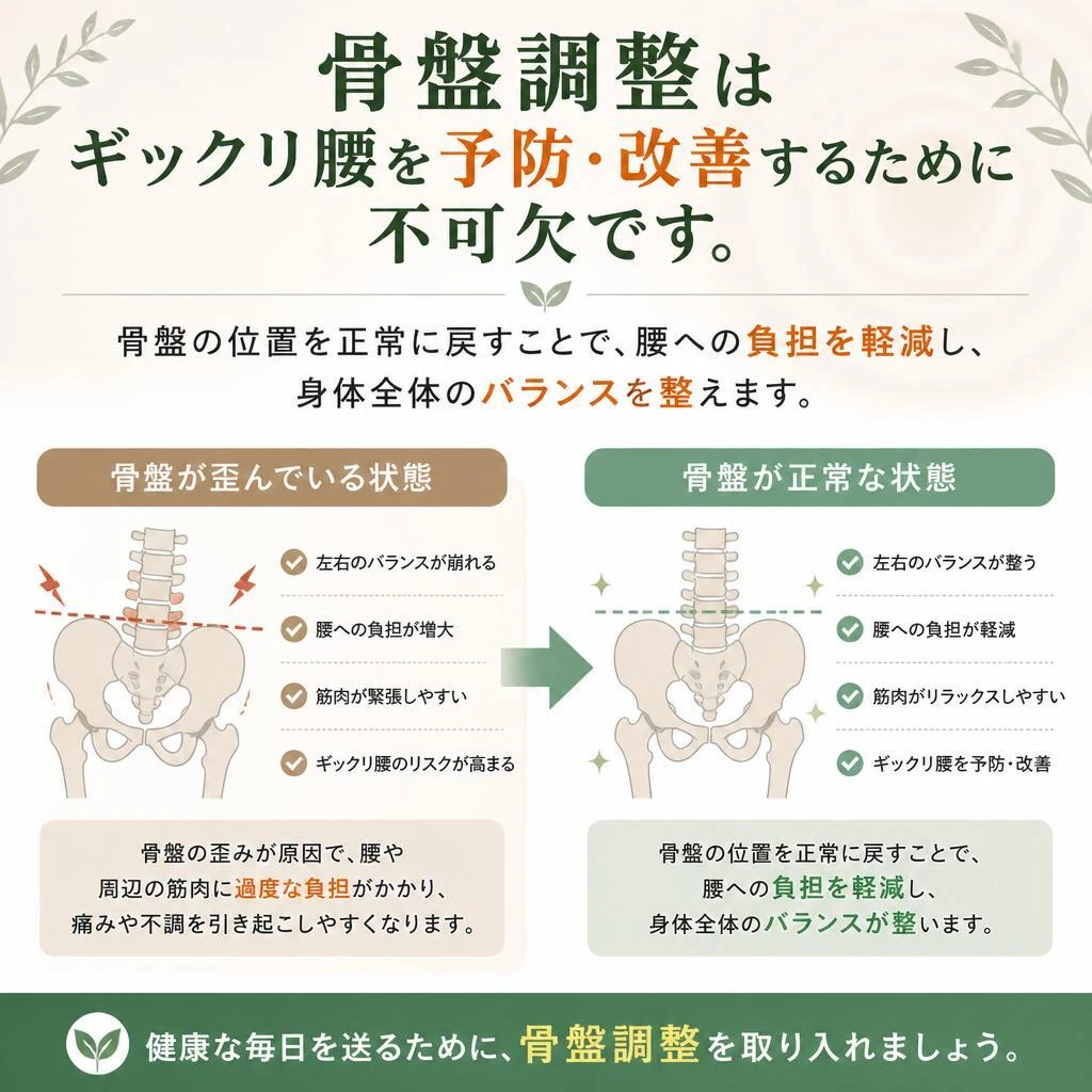 整体での骨盤調整の重要性