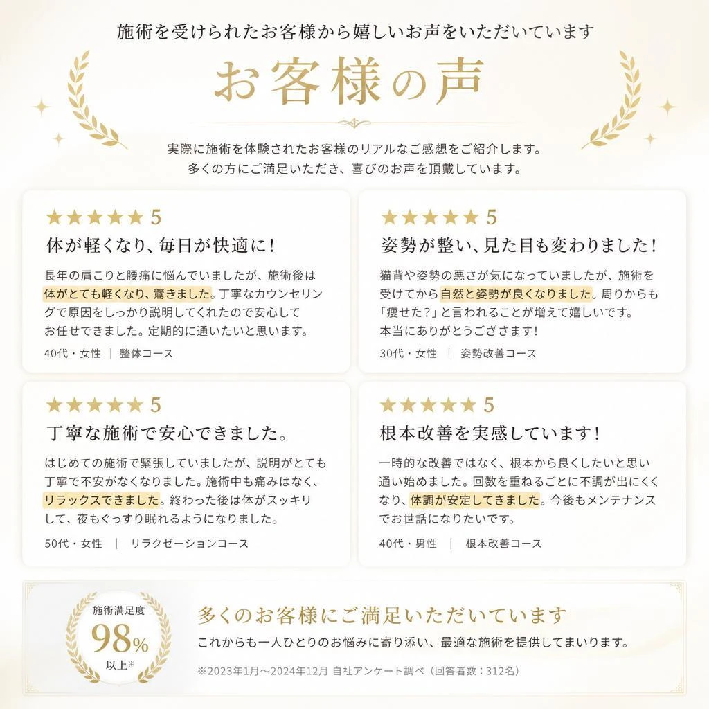 体験者のグッドレビュー