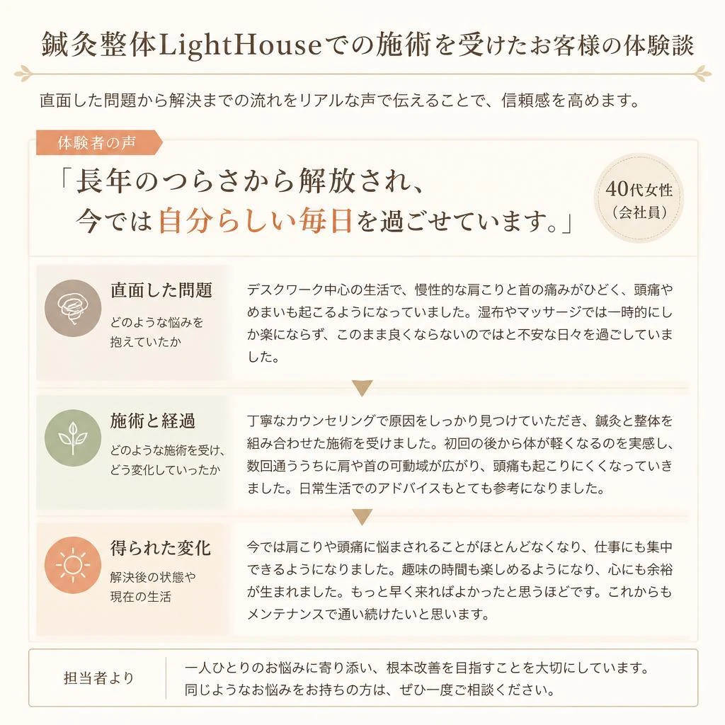 お客様の声：実績と体験談