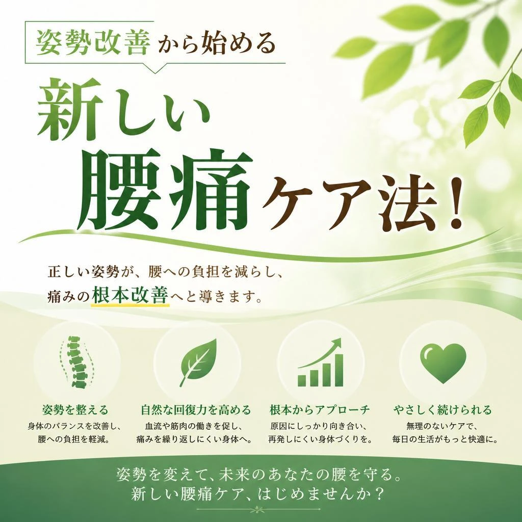姿勢改善から始める新しい腰痛ケア法！