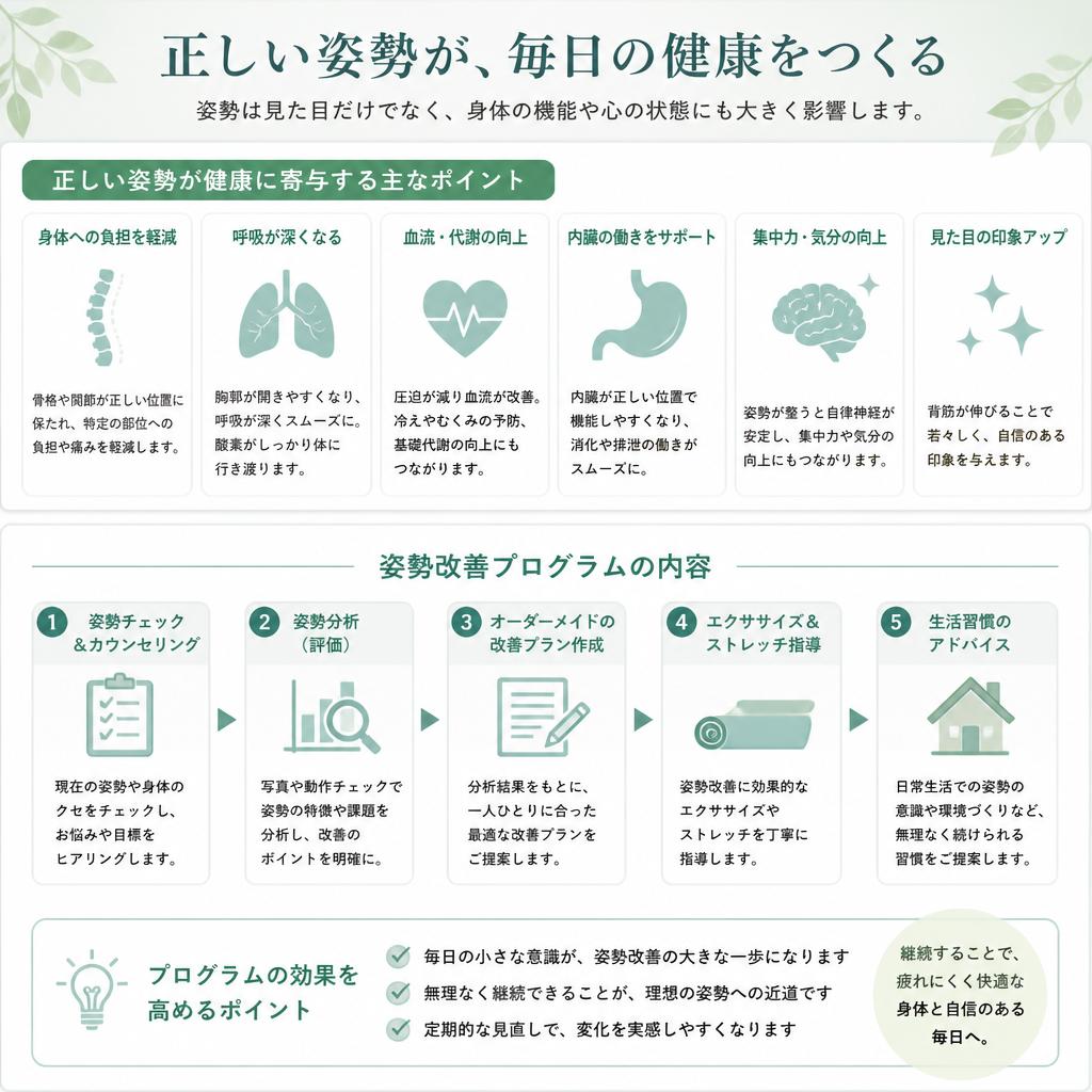 姿勢改善で健康的な体へ