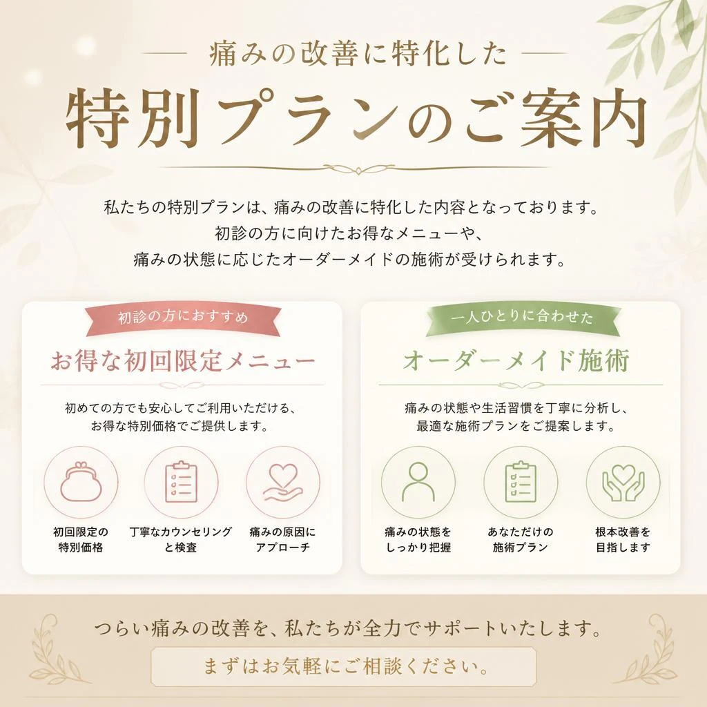 痛みを緩和するための特別プラン