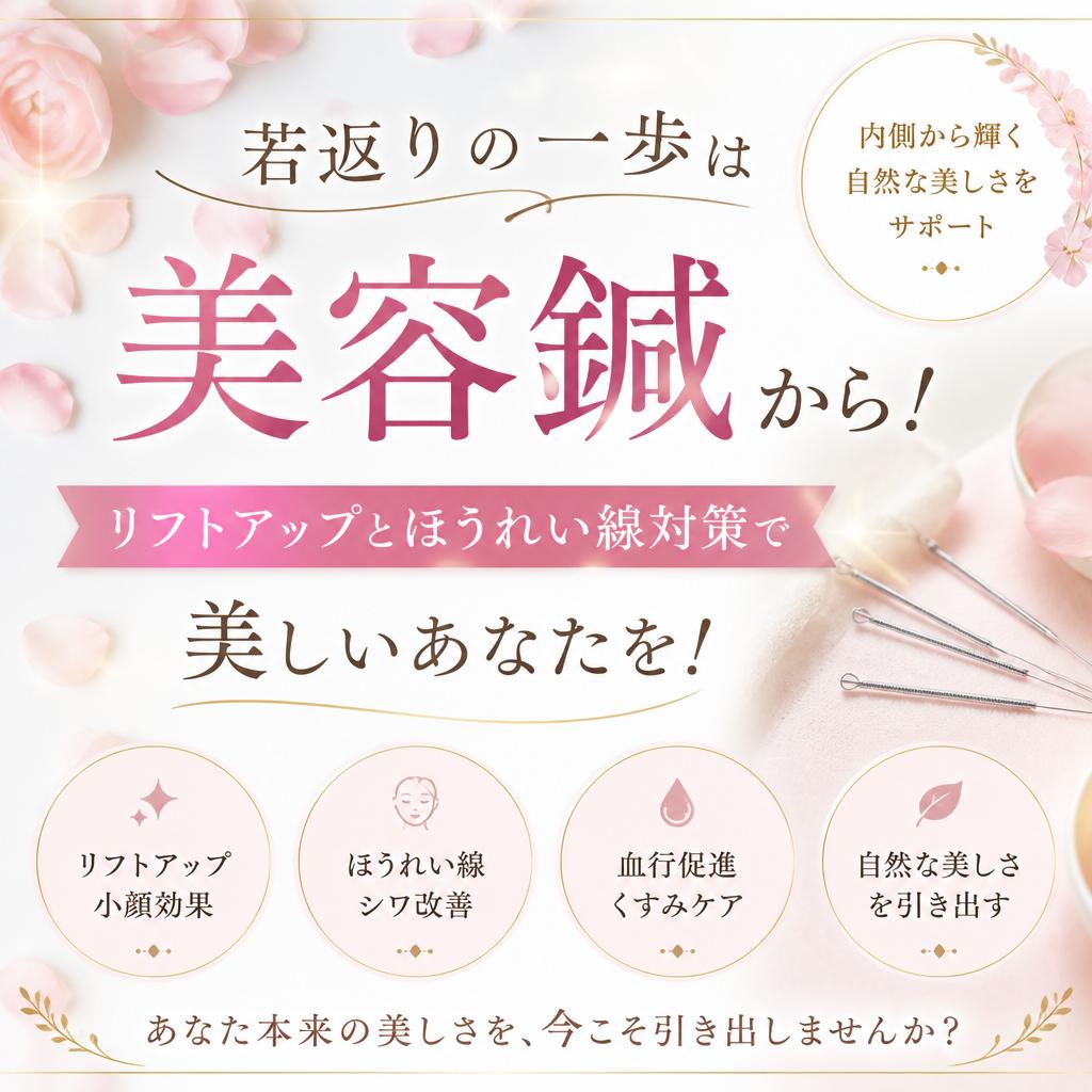 若返りの一歩は美容鍼から！リフトアップとほうれい線対策で美しいあなたを！